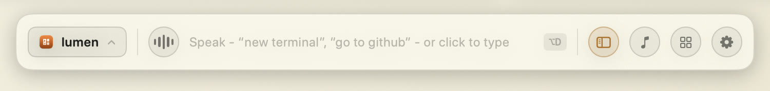 The SoloSpace voice bar mid-command